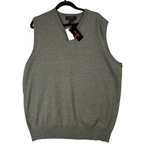 New Linea Uomo Men’s 2xl Gray  Beige Sweater Vest V Neck
